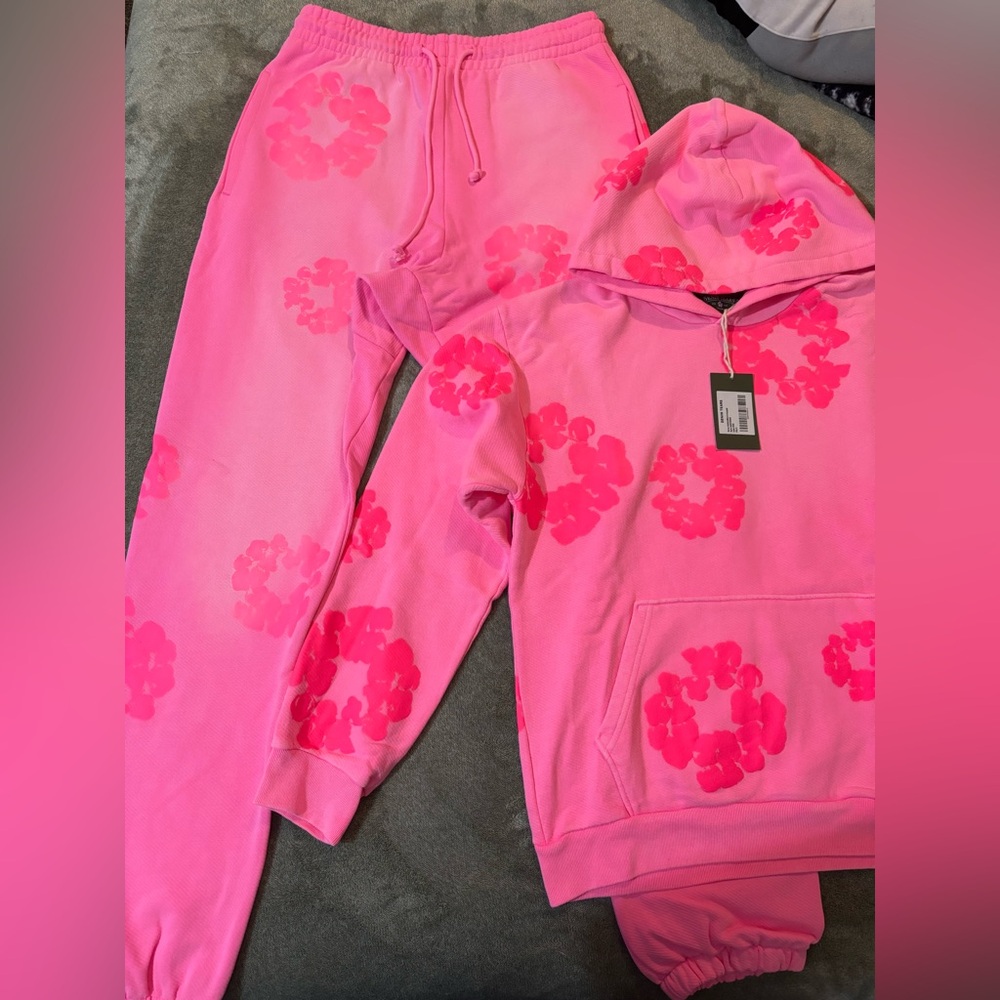 Pink denim tears tracksuit